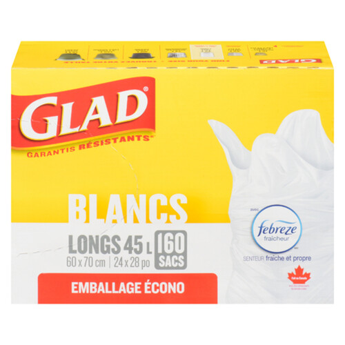 Glad Garbage Bags White Fresh Clean Scent Tall 45 L 160 Bags