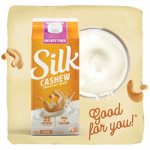 Silk Dairy-Free Unsweetened Milk Alternative Original Creamy Cashew 1.89 L
