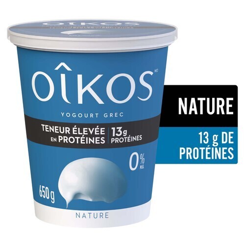 Oikos Yogourt grec 0 % nature riche en protéines sans gras 650 g