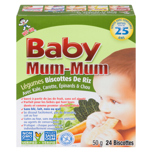 Hot-Kid Baby Mum Mum Gluten-Free Vegetable Rice Rusks No Salt Added 50 g