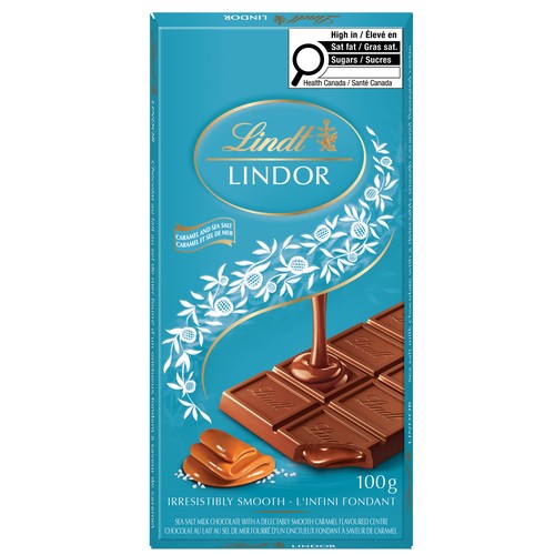 Lindt Lindor Milk Chocolate Bar Caramel & Sea Salt 100 g