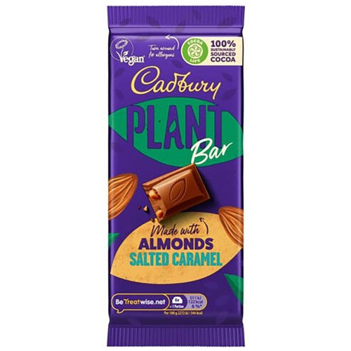 Cadbury Plant Chocolate Bar Salted Caramel Almonds 90 g