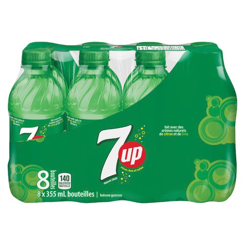 7Up Soft Drink Bottles Lemon & Lime 8 x 355 ml (bottles)