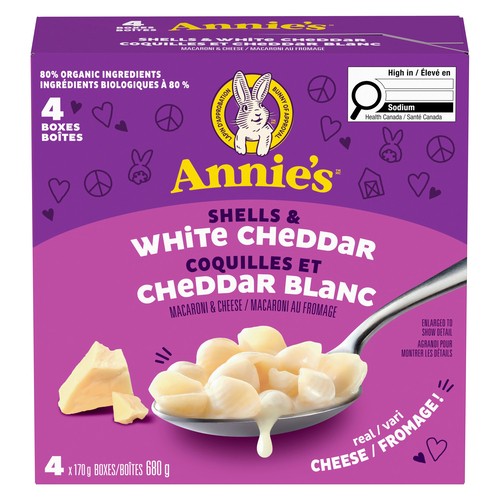 Annie's Macaroni & Cheese Shells & White Cheddar 4 x 170 g