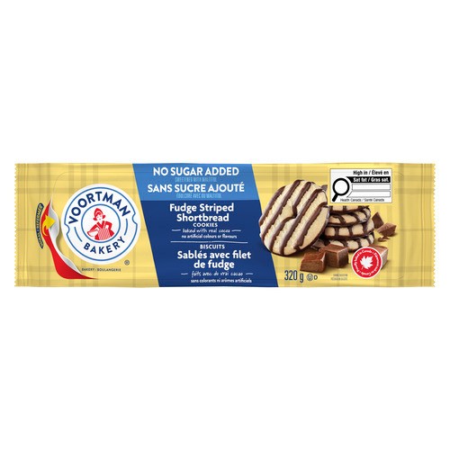 Voortman No Sugar Added Cookies Fudge Striped Shortbread 320 g