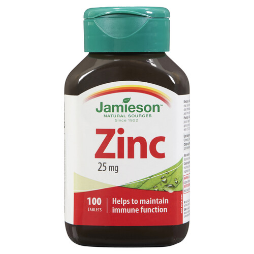 Jamieson 25 mg Zinc Tablets 100 Count