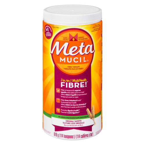 Metamucil Fiber Supplement Smooth Texture No Added Sweetener Unflavoured 616 g