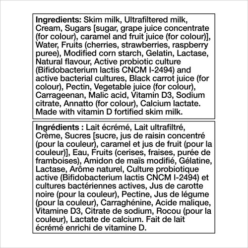 Activia Lactose-Free Probiotic Yogurt Vanilla Raspberry Cherry Strawberry 12 x 100 g