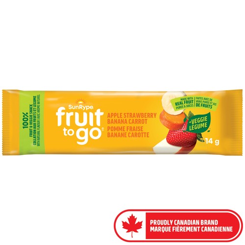 SunRype Fruit to Go 100% Fruit Snack Apple Strawberry Banana Carrot 14 g