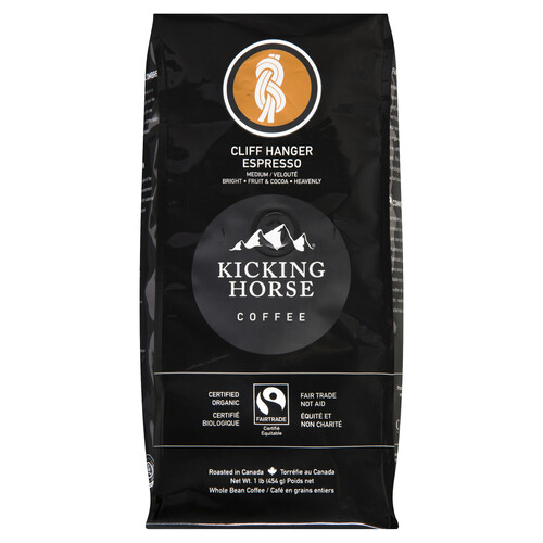 Kicking Horse Organic Whole Bean Coffee Cliff Hanger Espresso Medium Roast 454 g