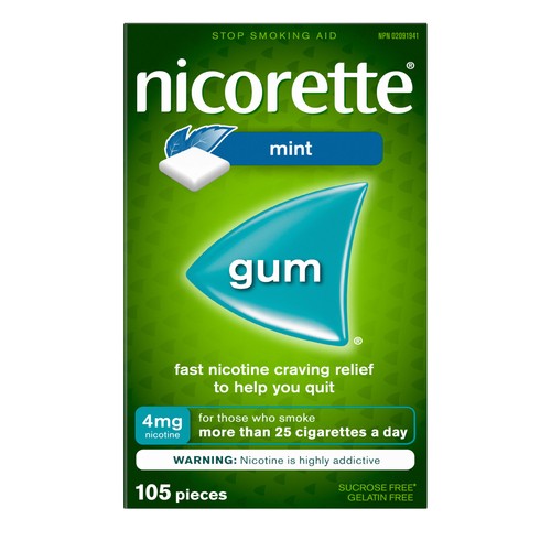 Nicorette Nicotine Gum Mint 4 mg 105 Pieces