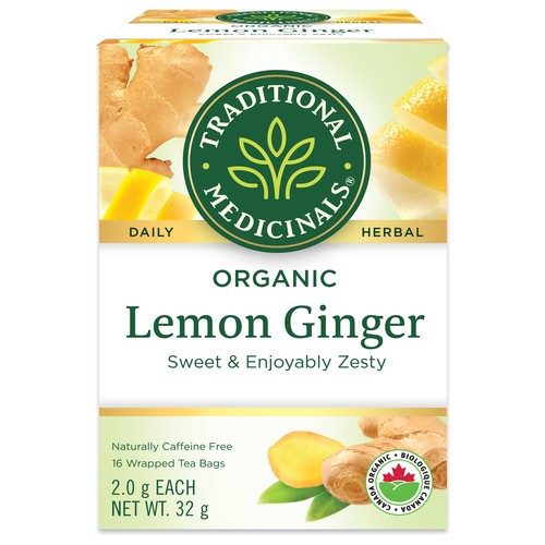 Traditional Medicinals Tea Lemon Ginger 16 Tea Bags