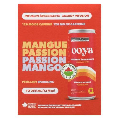 Ooya Non Alcoholic Energy Infusion Passion Mango 4 x 355 ml (cans)
