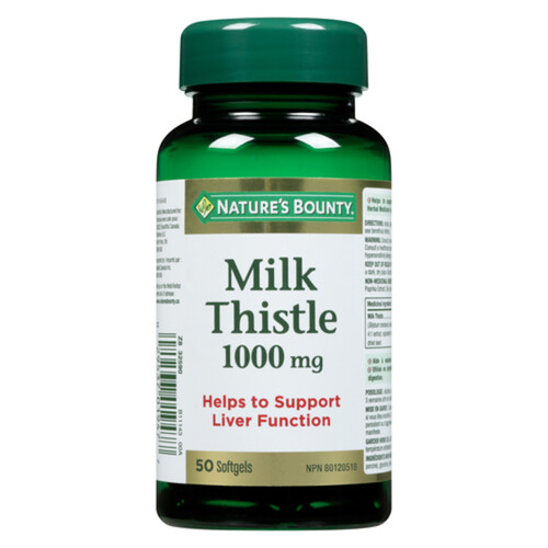 Nature's Bounty Supplement Milk Thistle 1000 mg Softgels 50 Count