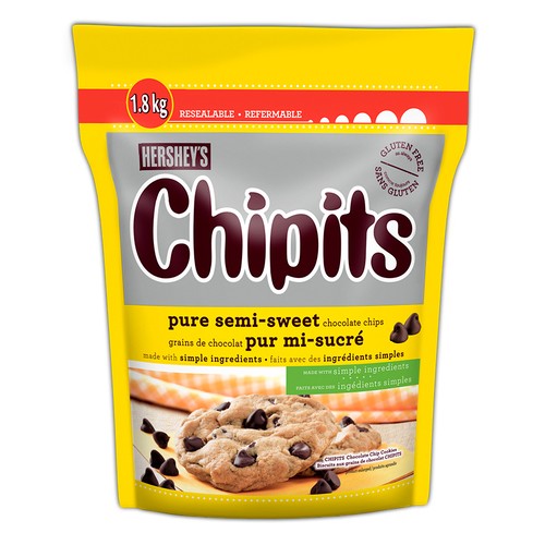 Hershey's Gluten-Free Chipits Chocolate Chips Pure Semi Sweet 1.8 kg