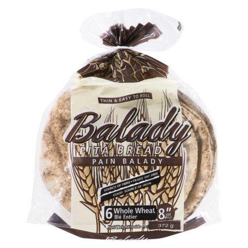 Balady Pita Bread Whole Wheat 8-Inch 372 g