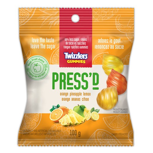 Twizzlers Press'd Candy Orange Pineapple Lemon 100 g
