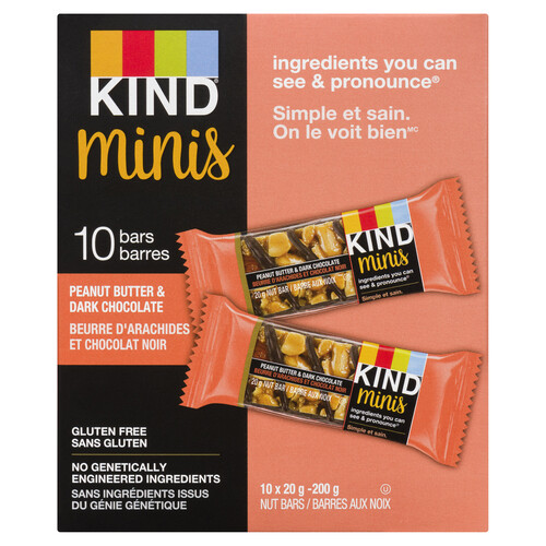 Kind Gluten-Free Mini Nut Bars Peanut Butter Dark Chocolate 10 x 20 g