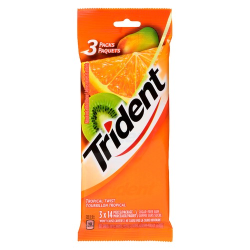 Trident Sugar Free Gum Tropical Twist 42 Pieces 3 Pack