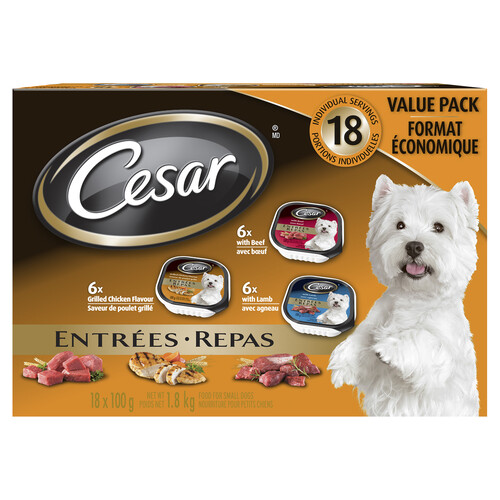 Cesar Wet Dog Food Beef Grilled Chicken & Lamb Variety Pack 18 x 100 g