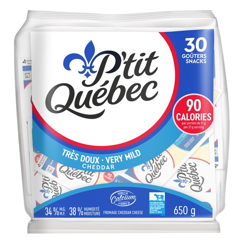 P'tit Québec Snacking Cheese Cheddar Very Mild 30 Pack 650 g