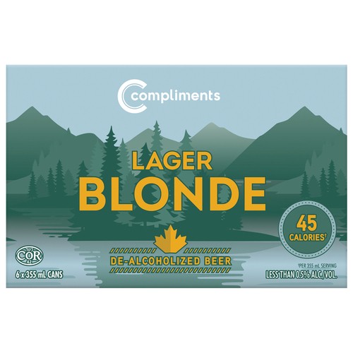 Compliments De-Alcoholized Beer Blonde Lager 6 x 355 ml (cans)