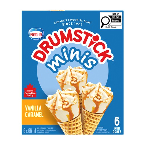 Nestlé Drumstick Frozen Dessert Cones Vanilla Caramel 6 x 66 ml