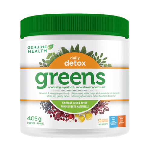 Genuine Health Greens+ Daily Detox Nourishing Superfood Powder Natural Green Apple 406 g