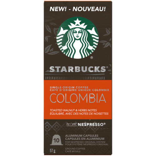 Starbucks Nespresso Coffee Pods Colombia Blend Toasted Walnut & Herbs 10 Capsules 57 g