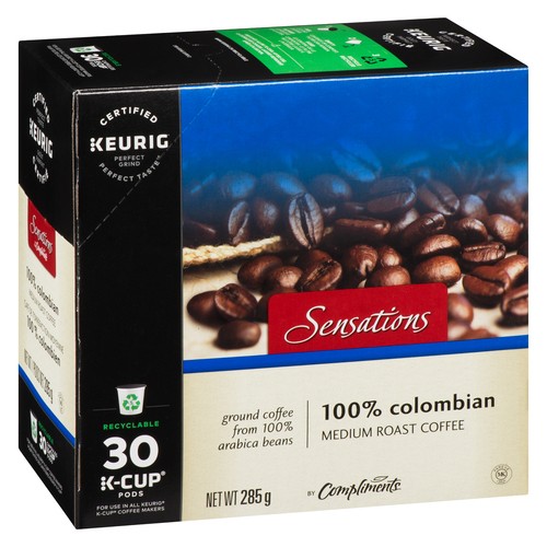 Sensations Coffee Pods 100% Colombian Medium Roast 30 K-Cups 285 g