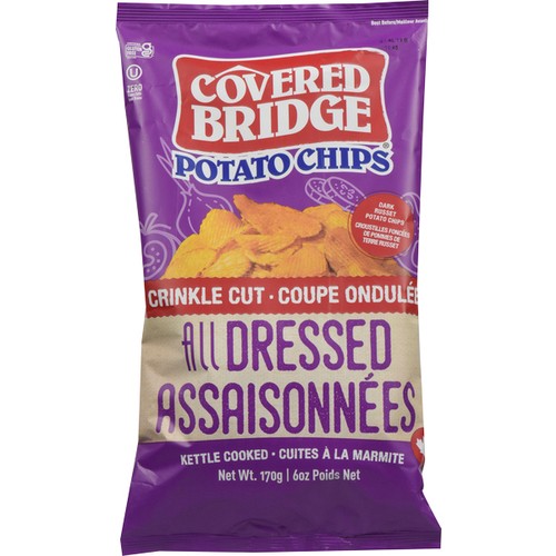Covered Bridge Potato Chips Crinkle Cut All Dressed 170 g