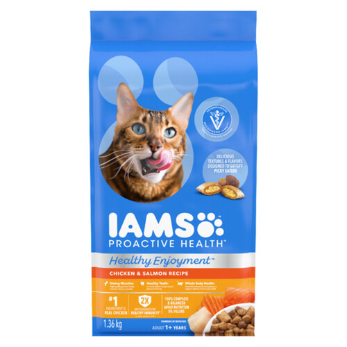 IAMS Proactive Health Healthy Enjoyment Dry Cat Food Chicken & Salmon 1.36 kg