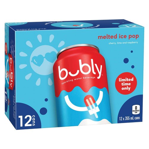 Bubly Sparkling Water Melted Ice Pop 12 x 355 ml (cans)