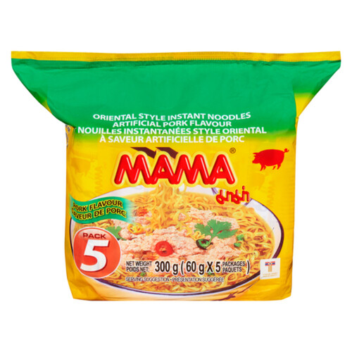 Mama Instant Noodles Artificial Pork Flavour 5 x 60 g - Voilà