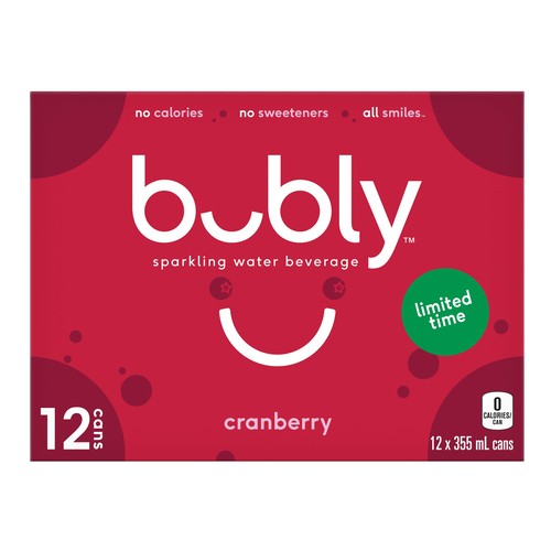 Bubly Sparkling Water Cranberry 12 x 355 ml (cans)