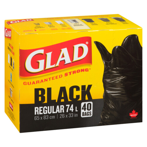 Glad Garbage Bags Black Regular 74 L 40 Bags 