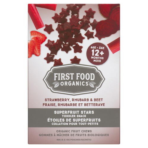 First Food Organics Organic Toddler Snack Superfruit Stars Strawberry Rhubarb & Beet 90 g