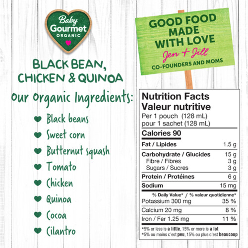 Baby Gourmet Organic Meal Black Bean Chicken & Quinoa 128 ml