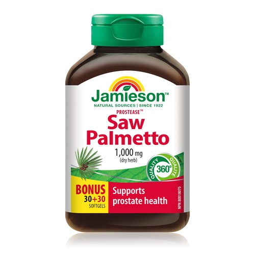 Jamieson Saw Palmetto 1000 mg Dry Herb Softgels Bonus 60 Count