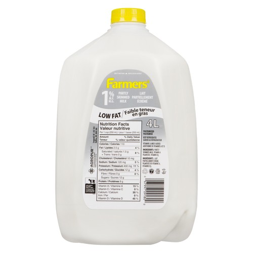 Farmers 1% Milk Jug Part Skim 4 L