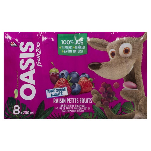 Oasis Fruit Zoo 100% Juice Grape Berry 8 x 200 ml
