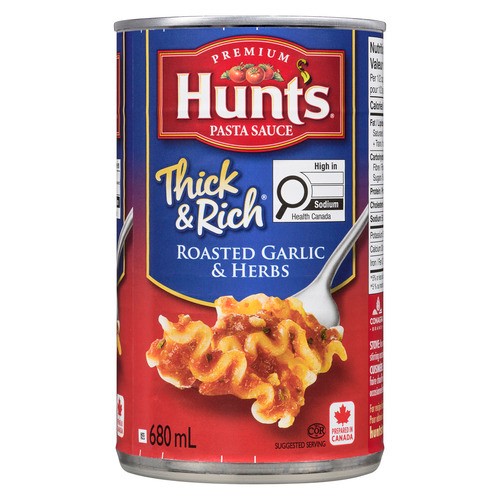 Hunt's Thick & Rich Pasta Sauce Roasted Garlic & Herbs 680 ml