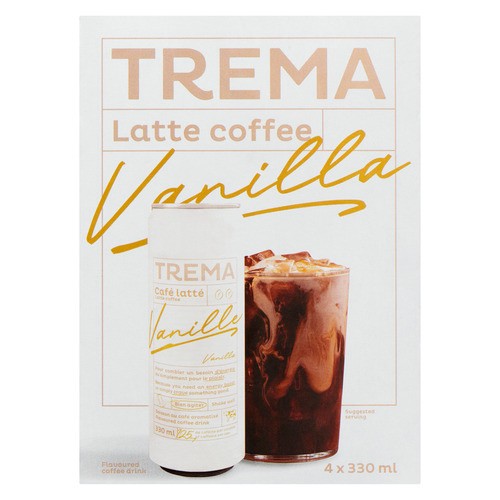 Trema Cafe Coffee Drink Latte Coffee Vanilla 4 x 330 ml (cans)