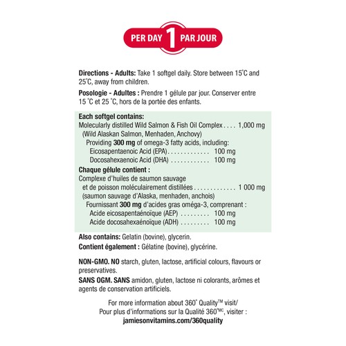 Jamieson Vitamin Wild Salmon & Fish Oil Softgels 280 Count