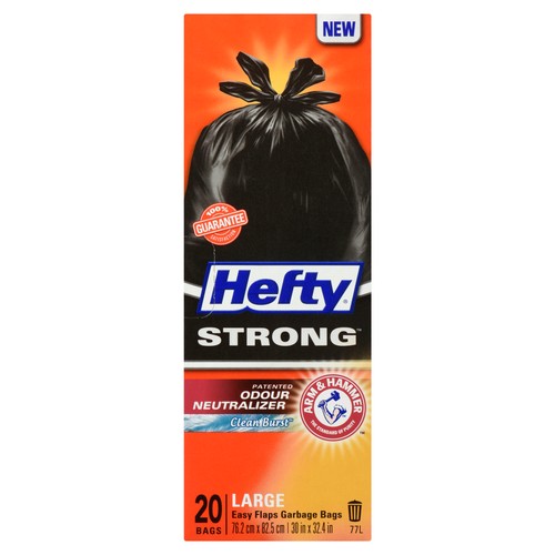 Hefty Strong Garbage Bags Easy Flap Black Large 77 L 20 Bags 