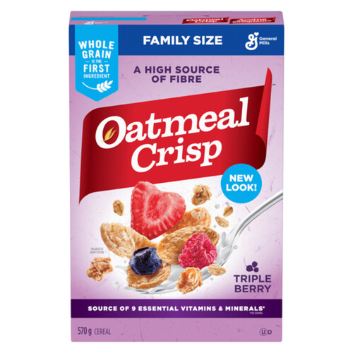 Oatmeal Crisp Cereal Triple Berry High Fibre Family Size 570 g