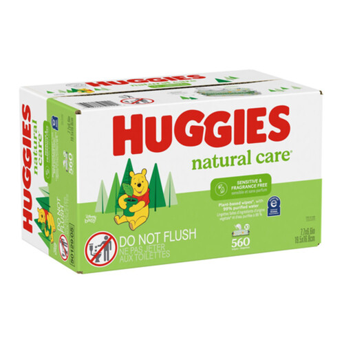 Huggies Natural Baby Wipes Care Sensitive Unscented Flip-Top 560 Count