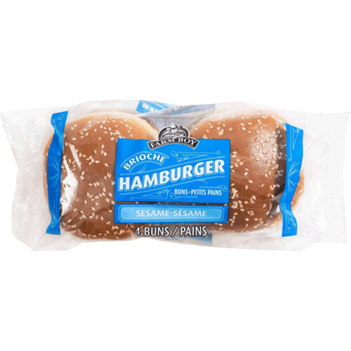 Farm Boy Hamburger Buns Sesame 4 Count 225 g (frozen)