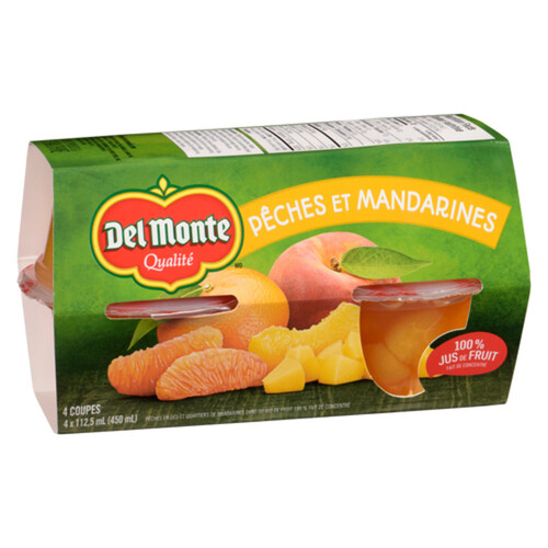 Del Monte Fruit Cups In Fruit Syrup Peach & Mandarin 4 x 112.5 ml