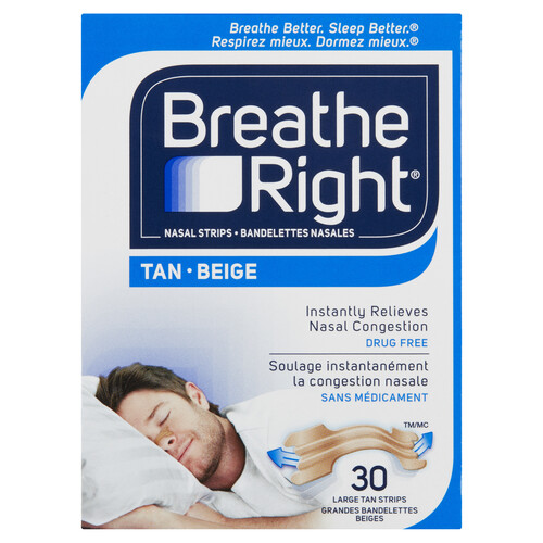 Breathe Right Instant Relief Nasal Strips Tan Large 30 EA